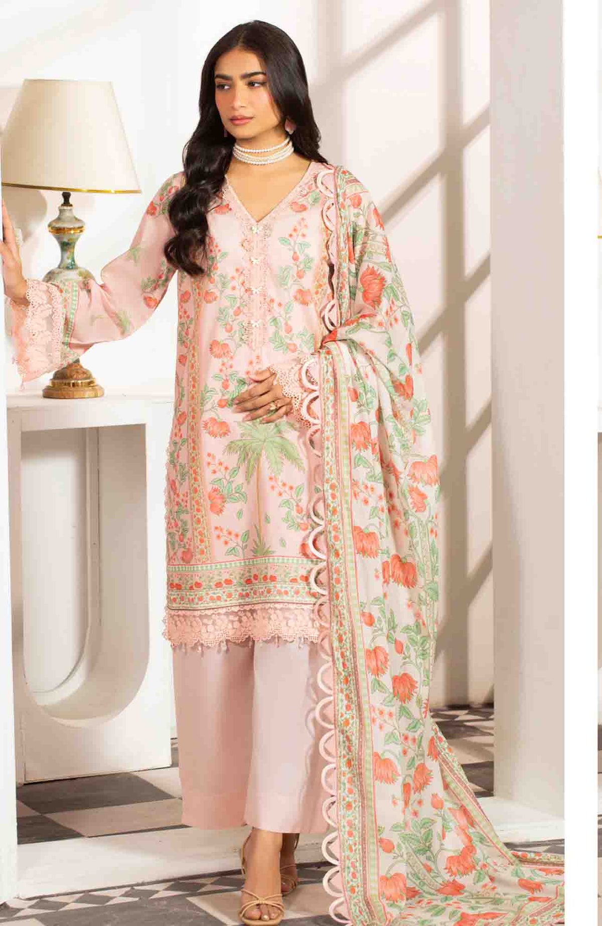 Mausummery Luxury Printed Lawn Unstitched 3 Piece Suit - MUSV2L9 - Peony - Summer Collection