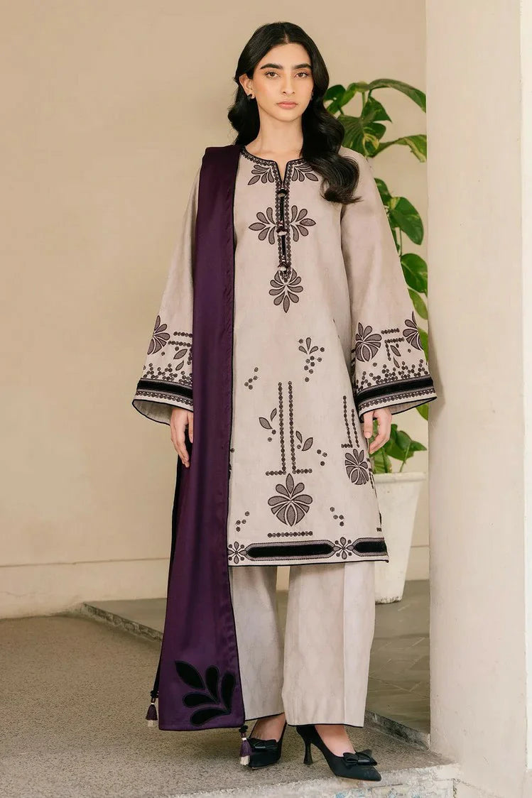Jazmin Embroidered Khaddar Jacquard Suit Unstitched 3 Piece JZUW-136 - Winter Collection