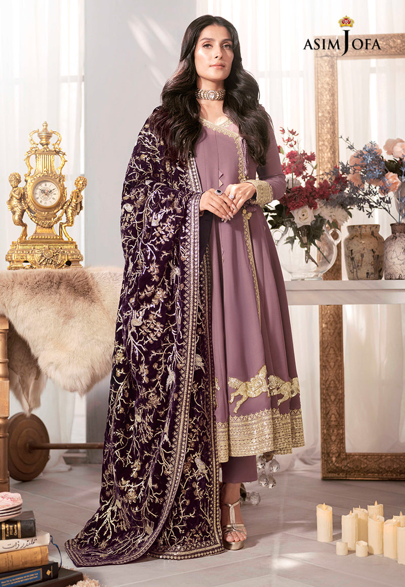 Asim Jofa Embroidered Makhmal RoyalVelvet 3 Piece AJAM AJAM-09- Luxury Collection