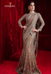 Bekhudi By Asim Jofa Embroidered Chiffon Unstitched Saree AJ23B AJBK-10 - Luxury Collection