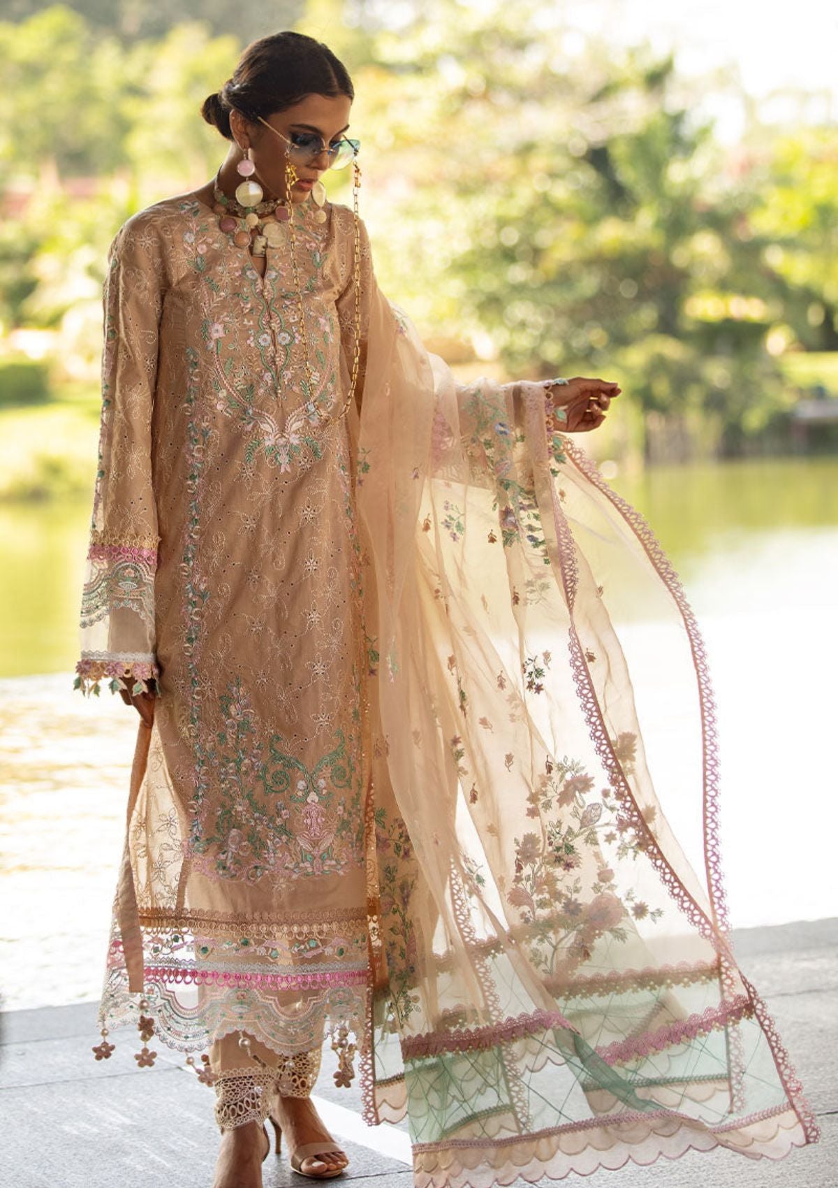 Zoha by Ansab Jahangir Embroidered Schiffli Lawn Suits Unstitched 3 Piece AN23Z AJLL23-06 FREESIA