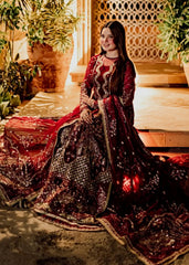 Sardinia Wedding Embroidered Organza Suit Unstitched 3 Piece SRD24B 605 Aalam Zeb - Formal Collection
