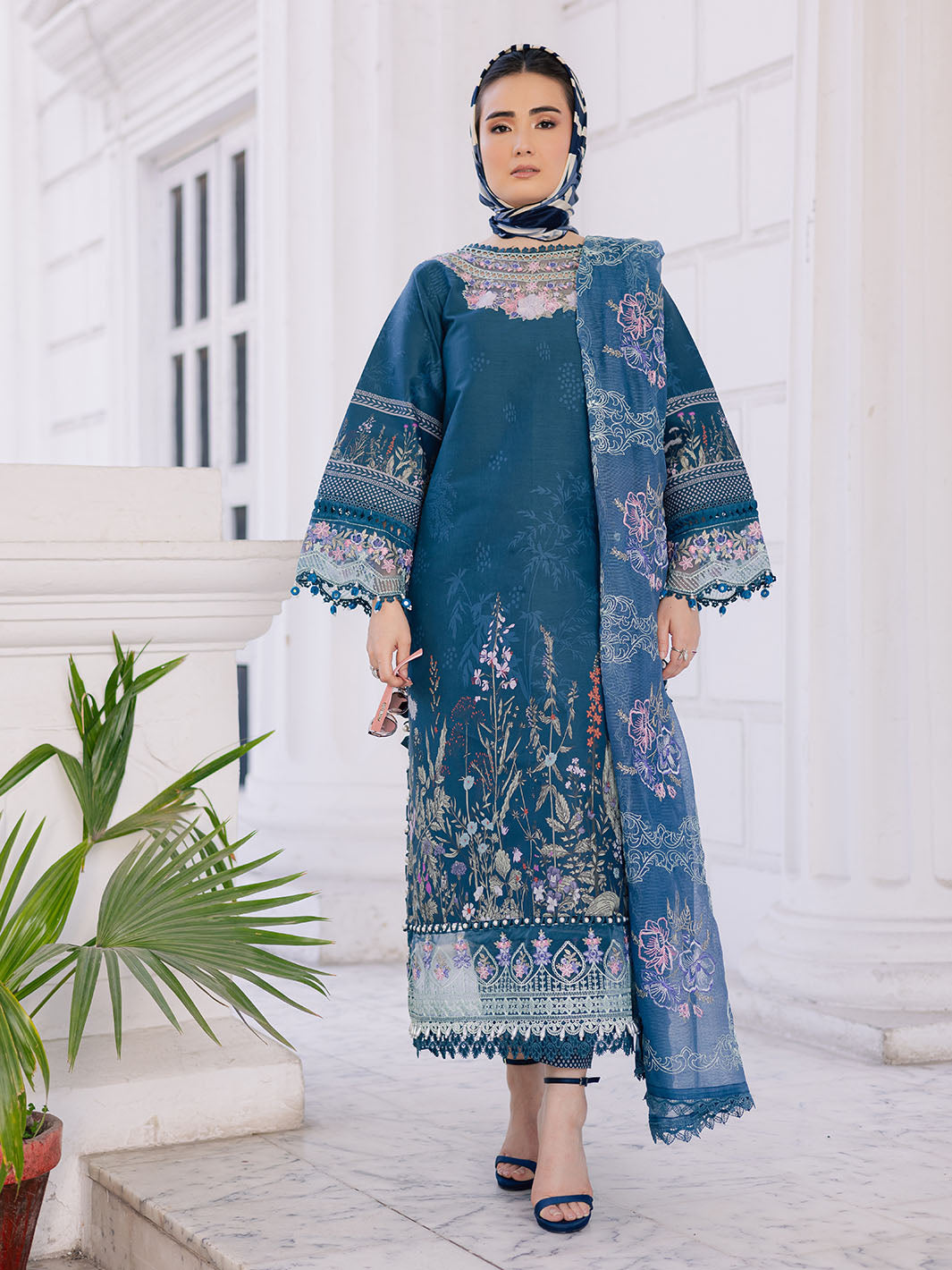 Ivy Bloom by Parishay Embroidered Lawn Suit Unstitched 3 Piece PR25IB IVY-08 - Summer Collection