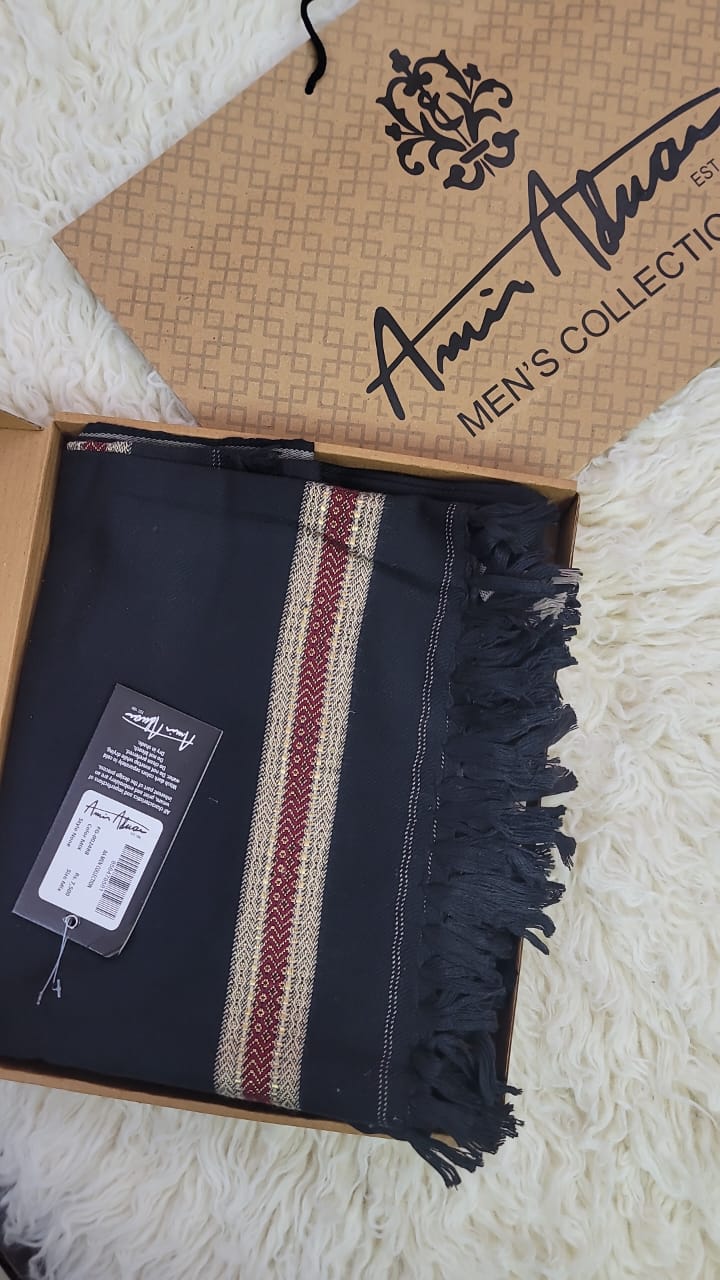 Amir Adnan's Traditional Woolen Shawl - FG-0001570-1000002-Thunder Black