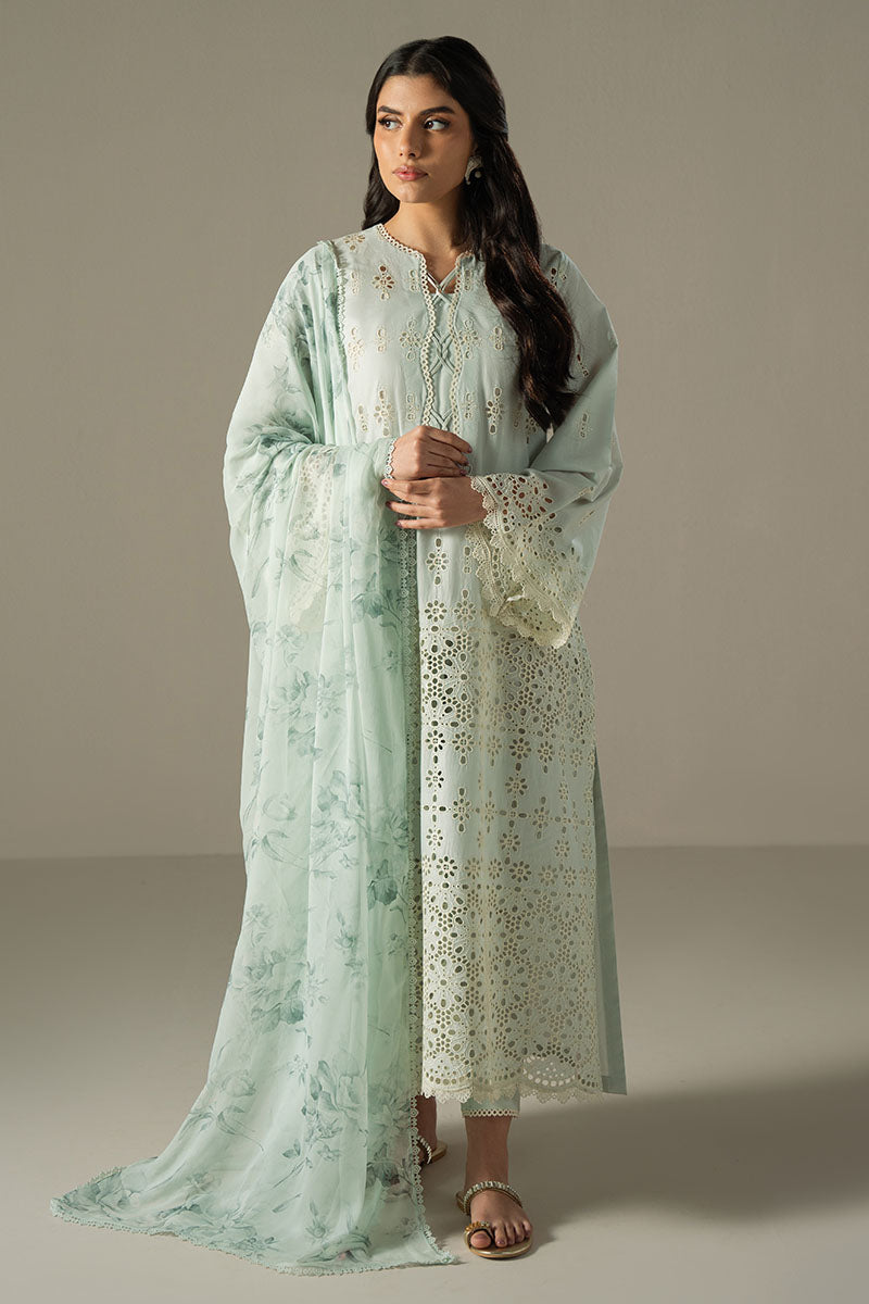 Cross Stitch Embroidered Lawn Suit Unstitched 3 Piece CS25CS Blue Aura - Summer Collection