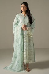 Cross Stitch Embroidered Lawn Suit Unstitched 3 Piece CS25CS Blue Aura - Summer Collection