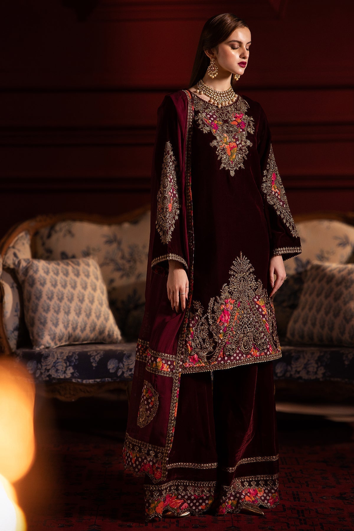 Signora by Charizma Embroidered Velvet Suits Unstitched 3 Piece CRZ24SV CVT4-06 - Festive Collection
