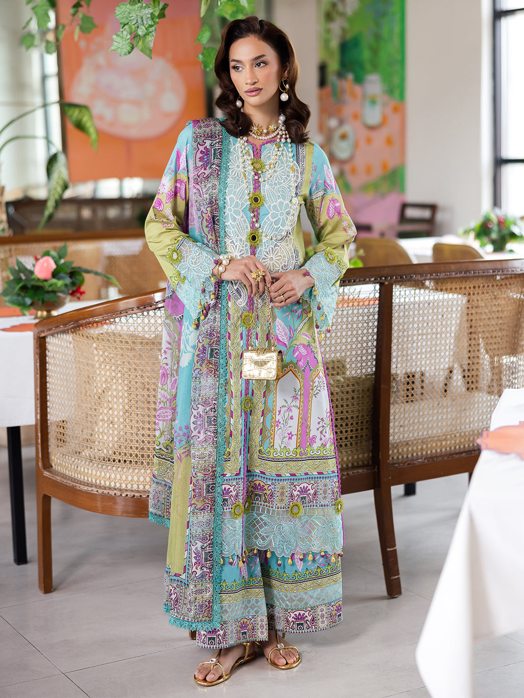 Mahnur - Afterhours Embroidered Lawn Suits Unstitched 3 Piece MN25AH D-7 Citrus Glow - Summer Collection