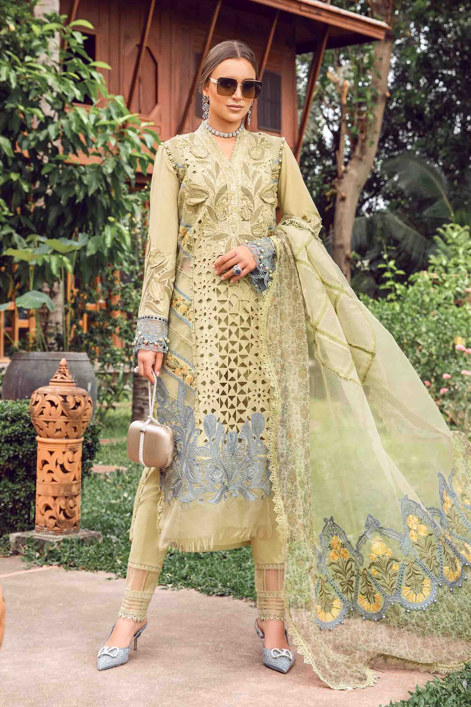Maria B Embroidered Suits 3 Piece Unstitched Embroidered Lawn Suit | D-24-10