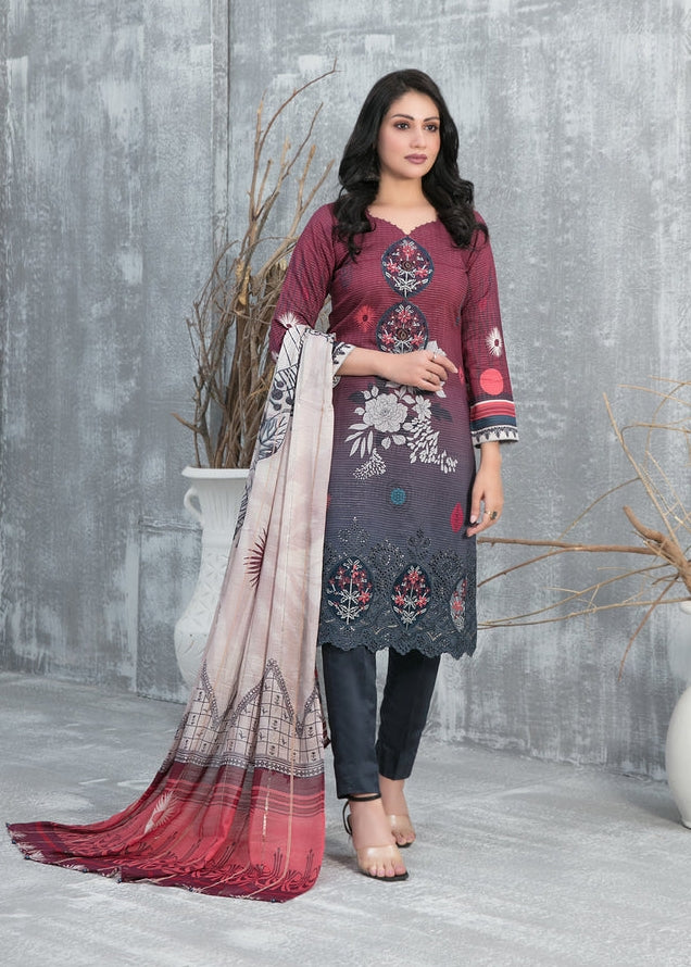 Tawakkal Fabrics Emboidered Viscose Suits Unstitched 3 Piece TWF25ST D-1291 - Winter Collection