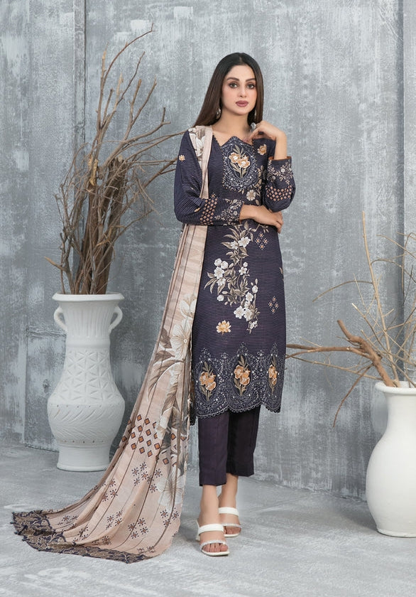 Tawakkal Fabrics Emboidered Viscose Suits Unstitched 3 Piece TWF25ST D-1298 - Winter Collection