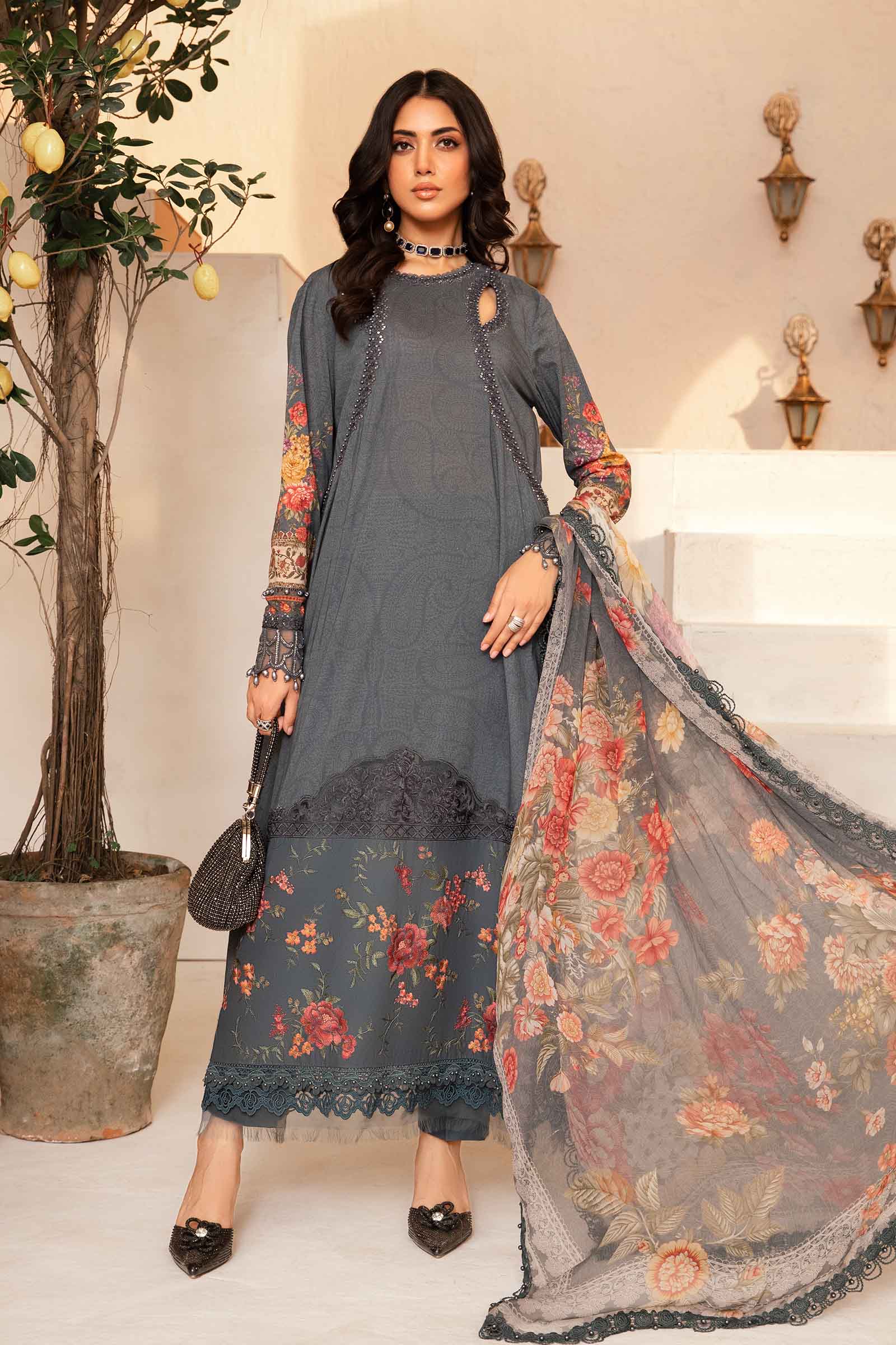 MPrints by Maria B Embroidered Lawn Suits Unstitched 3 Piece MPT-2202-B - Summer Collection