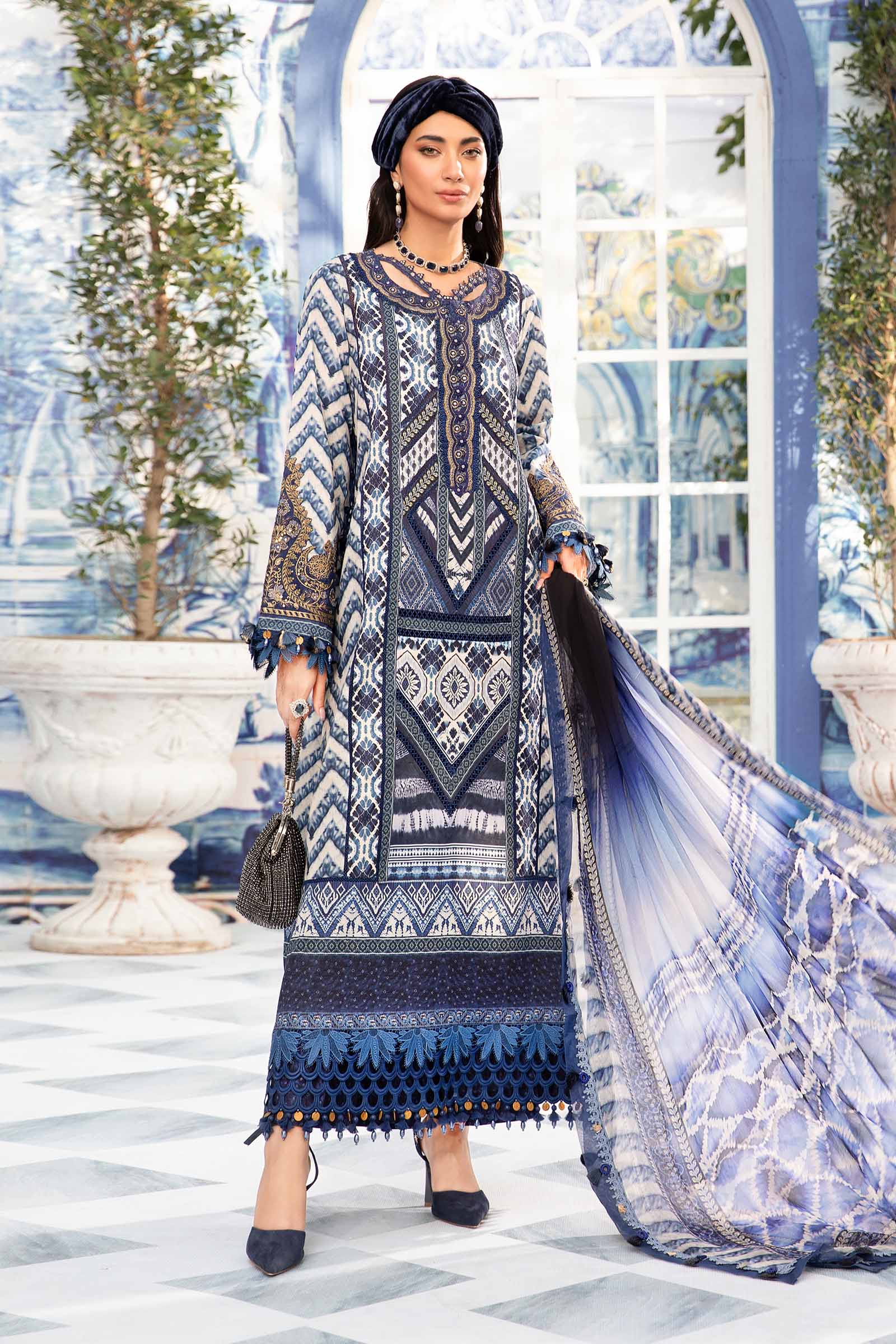 MPrints by Maria B Embroidered Lawn Suits Unstitched 3 Piece MPT-2208-B - Summer Collection