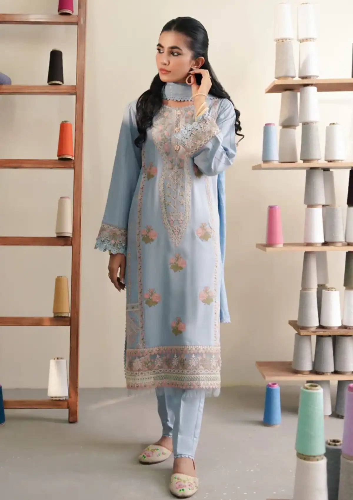 Miraal by Aabyaan Embroidered Linen Suit Unstitched 3 Piece AM-08 Sahir - Winter Collection