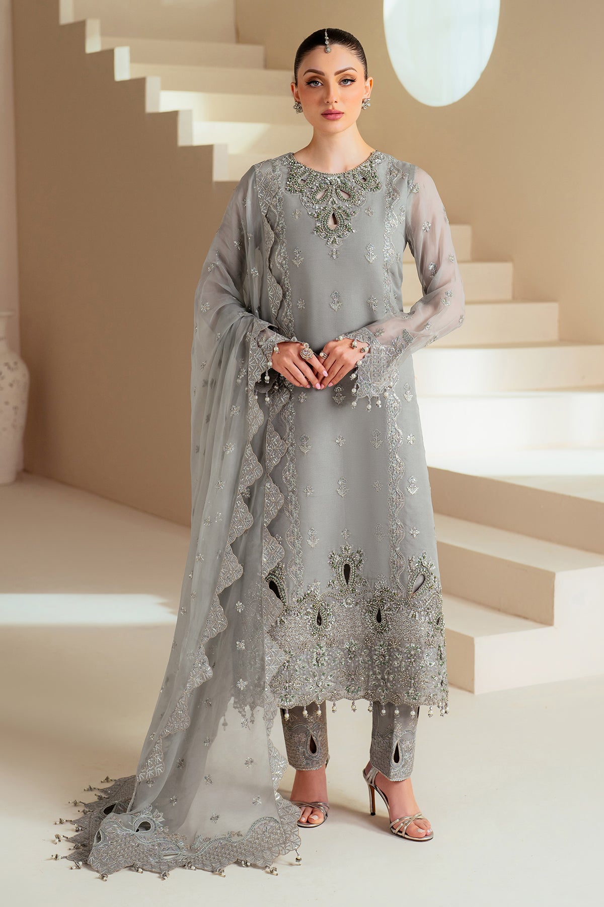 Alizeh - Aymal Embroidered Organza & Hand Embellished Suits Unstitched 3 Piece AFB25BC D-06 Ahvi - Luxury Collection