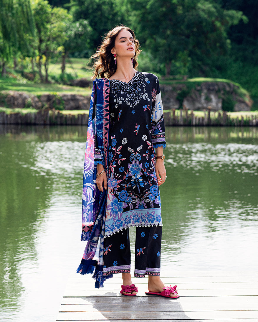 Garden Veil by Roheenaz Embroidered Lawn Suits Unstitched 3 Piece RN25GV D-06 A Blackberry Forst - Summer Collection