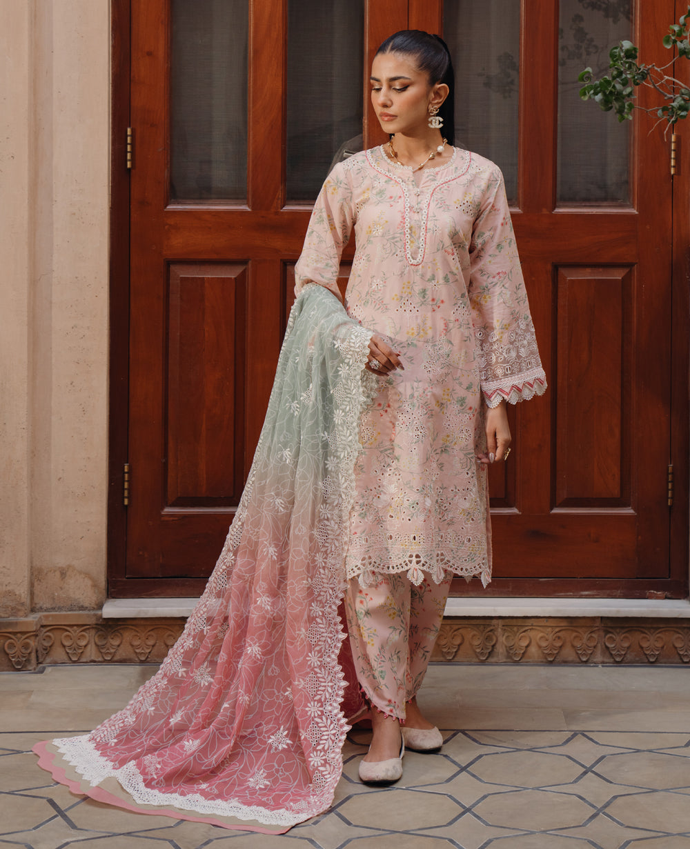 Baroque - Xenia Formals Embroidered Lawn Suit Unstitched 3 Piece ZE24S 639- ZUBEENA - Summer Collection