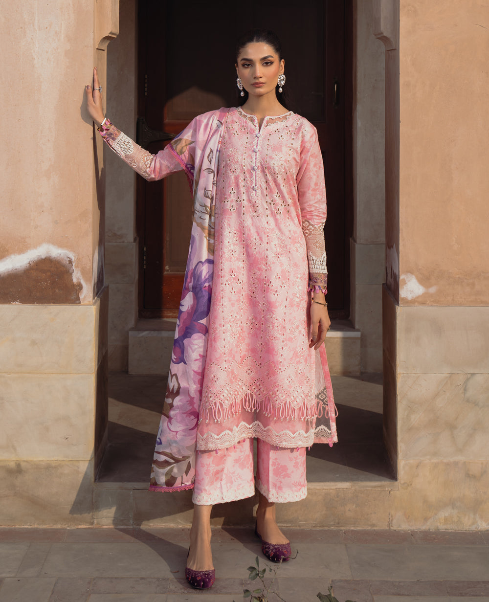 Baroque - Xenia Formals Embroidered Lawn Suit Unstitched 3 Piece ZE24S 642- AFAF- Summer Collection