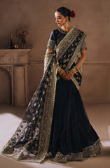 Mallika Jaan by Bushra Paracha Unstitched Embroidered Tusel Silk Saree - SAL JAAN
