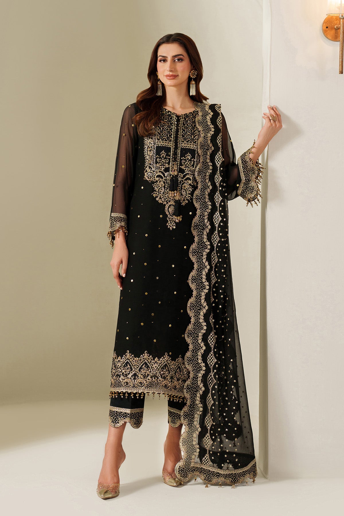 Reena By Alizeh Fashion Embroidered Chiffon Suits Unstitched 3 Piece AF-HM-4049-Reshma - Luxury Collection