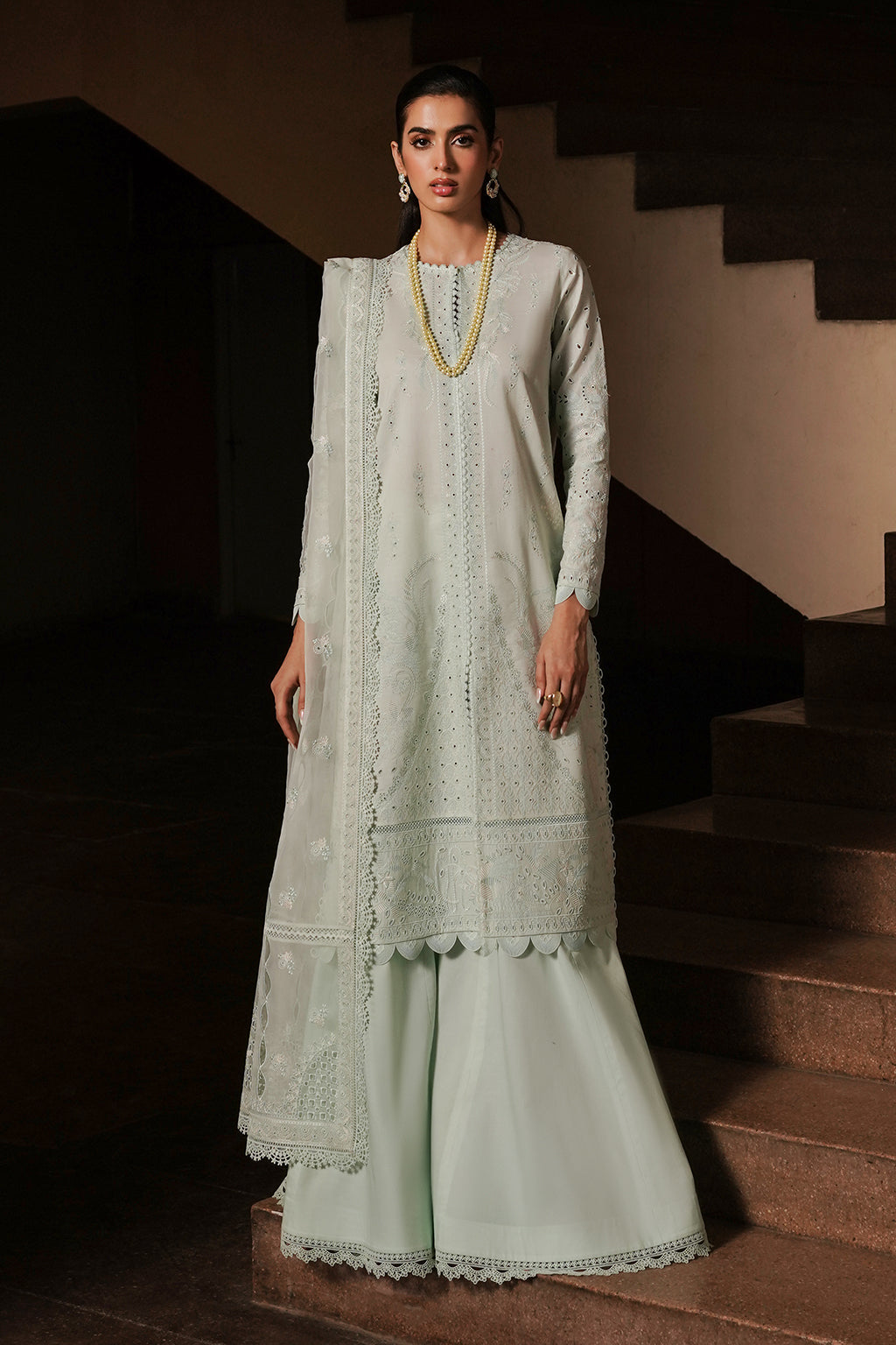 Afrozeh Luxury Chikankari Lawn'24 - CELADON-06