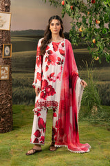 M Basic by Maria B Embroidered Arabic Lawn Suits Unstitched 3 Piece MB25PF MB-01 B - Summer Collection