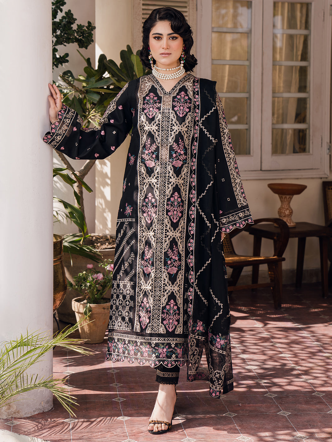 Bin Ilyas Naqsh Luxury Embroidered Lawn Suit Unstitched 3 Piece BI24C 04B ESRA- Summer Collection