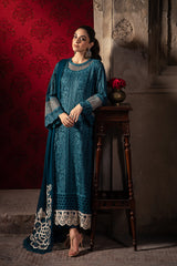 Luxe by Azure Embroidered Chiffon Suit Unstitched 3 Piece AZU24L Emerald Grace - Formal Collection
