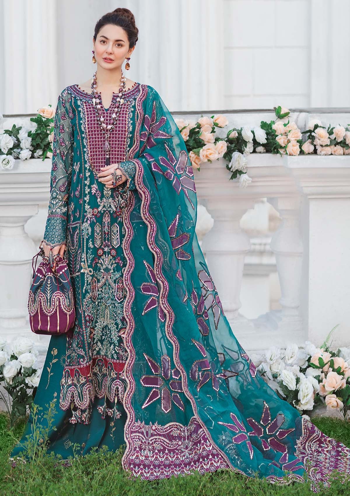 The Secret Garden By Nureh Embroidered Chiffon Suits Unstitched 3 Piece NU22SG NL-29 - Luxury Formal Collection!