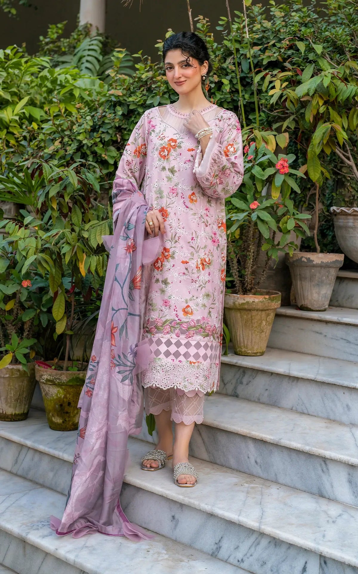 Gulkari by Asifa and Nabeel Chikankari Lawn Suit Unstitched 3 Piece AN25G GKL-09 Blossom Zephyr - Summer Collection