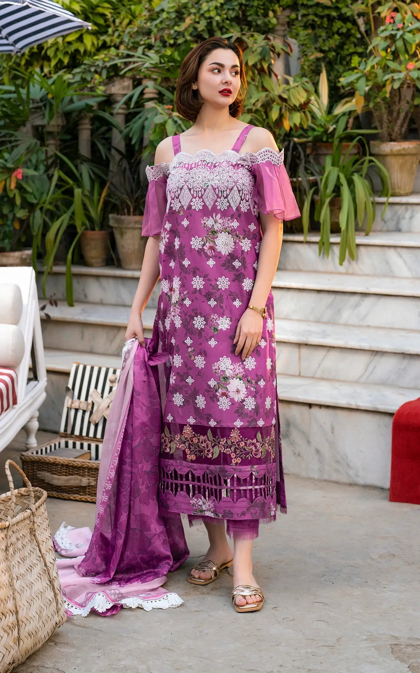 Gulkari by Asifa and Nabeel Chikankari Lawn Suit Unstitched 3 Piece AN25G GKL-12 Aura - Summer Collection