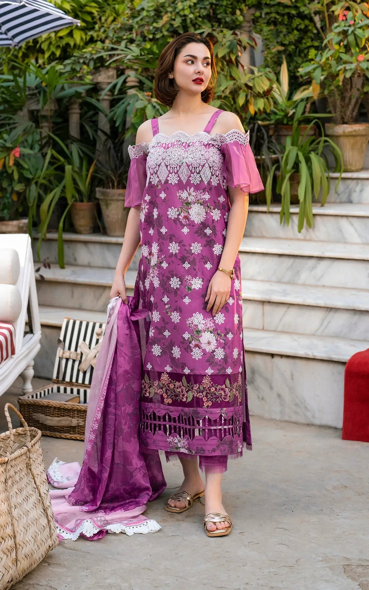 Gulkari by Asifa and Nabeel Chikankari Lawn Suit Unstitched 3 Piece AN25G GKL-12 Aura - Summer Collection