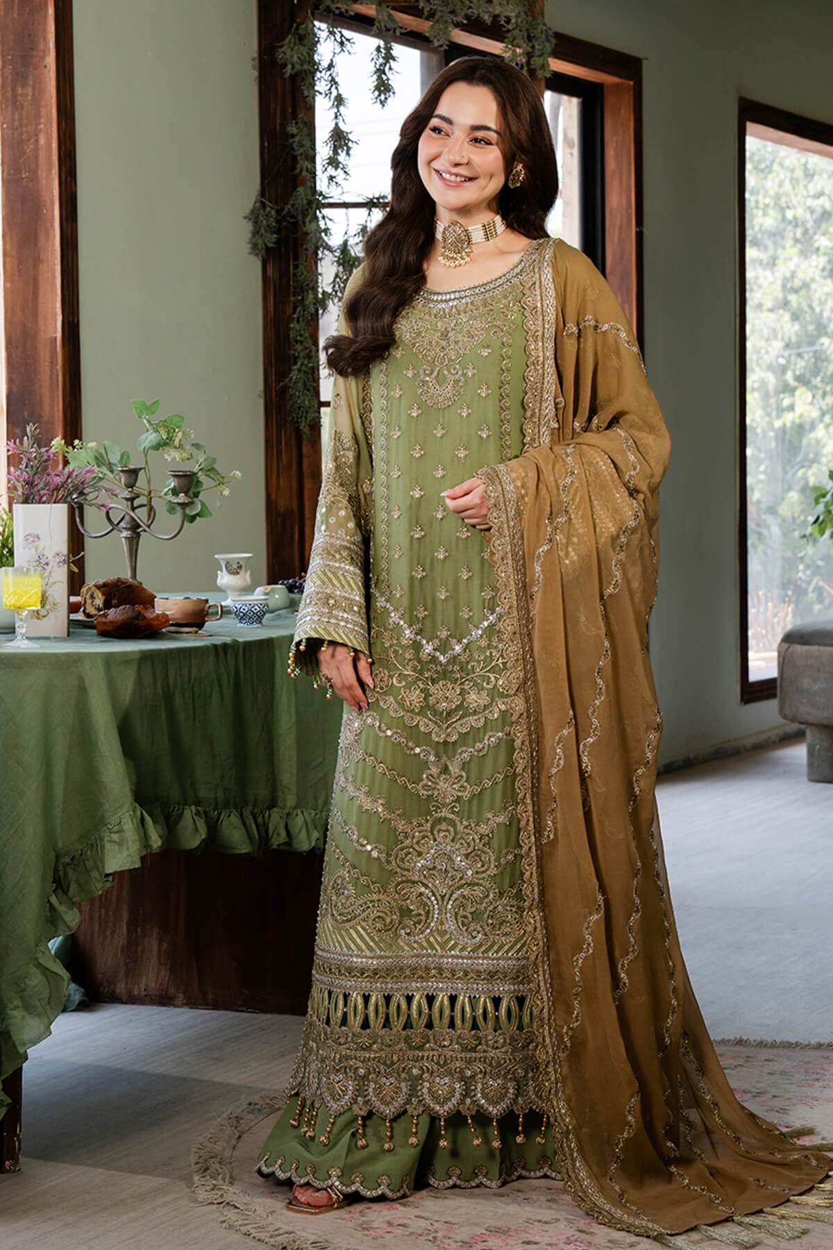 Naina by Imrozia Embroidered Chiffon Unstitched 3Pc Suit I-191 Aabia - Formals Collection