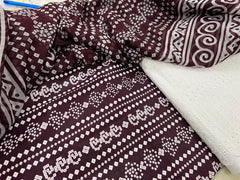 Chunri Print / Embroidered Trouser / Chiffon Dupatta-3PC- BROWN