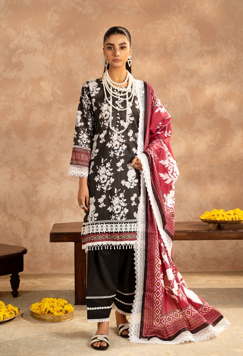 Mausummery Luxury Digital Printed Lawn - Jardin Noir