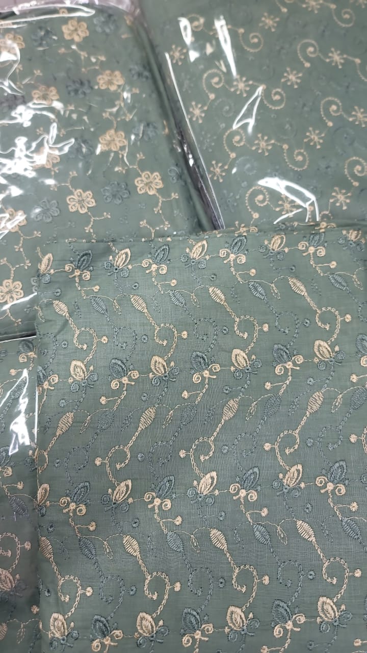 Lawn Embroidered 3pc Suit Unstitched / Lawn Embroidered Dupatta - 08