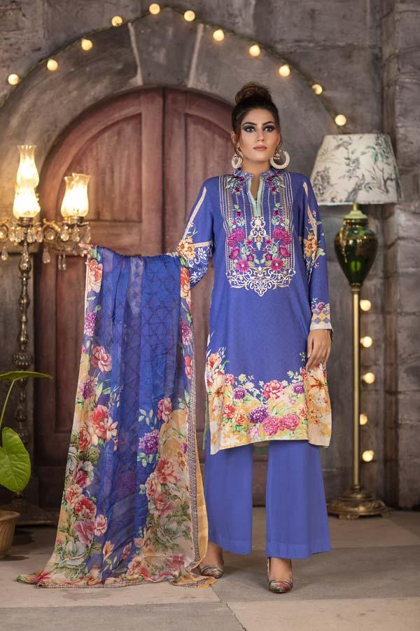 CARIBBEAN - HUDA DIGITAL PRINTED & EMBROIDERED KARANDI - 04