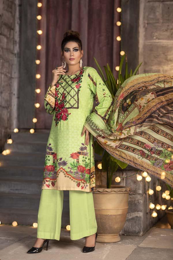 SPRING FROST - HUDA DIGITAL PRINTED & EMBROIDERED KARANDI - 05