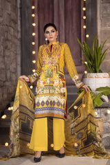 CADMIUM YELLOW - HUDA DIGITAL PRINTED &amp; EMBROIDERED KARANDI - 09