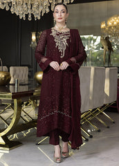 Merakish By Shahzeb Textiles Embroidered Chiffon Suits Unstitched 3 Piece ST24MK-V10 Rose Wood