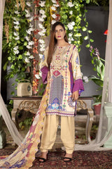 FENNEL - INAYA DIGITAL PRINTED &amp; EMBROIDERED LINEN - 03