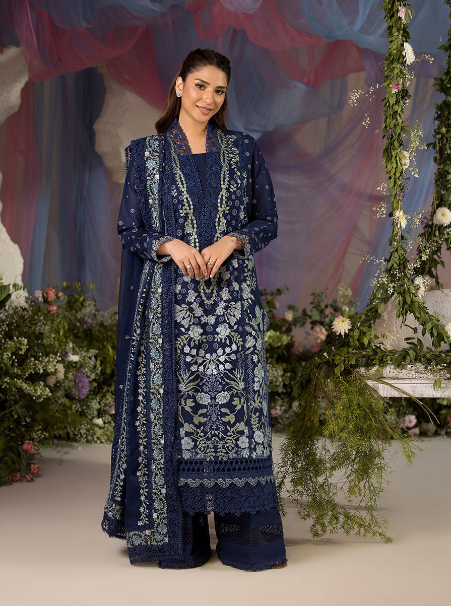 Sobia Nazir Embroidered Lawn Suit Unstitched 3 Piece SN25LL D-8A - Summer Collection