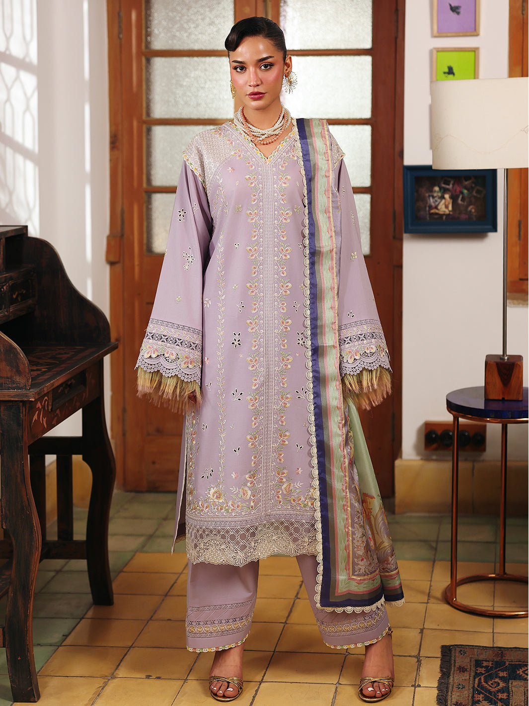 Lumina by Bin Ilyas Unstitched Embroidered Lawn 3 Piece Suit BI26UL L7 5A - Summer Collection