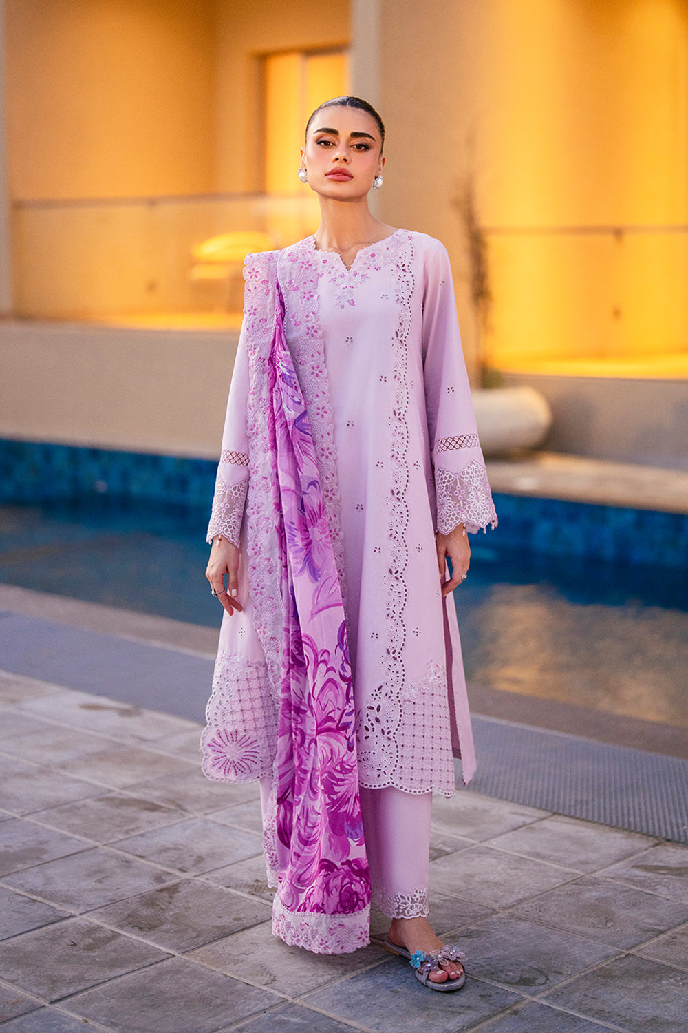 Azure Embroidered Lawn Suits Unstitched 3 Piece AZU25LL Lilac Majesty - Summer Collection