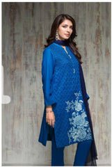 N41701035-Plain Color Blue Dyed Chiffon Texture Cambric 2Pc
