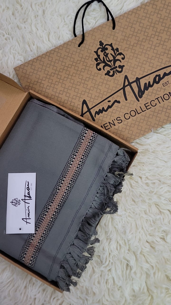 Amir Adnan's Traditional Woolen Shawl - FG-0001570-1000004-Lightening Gray