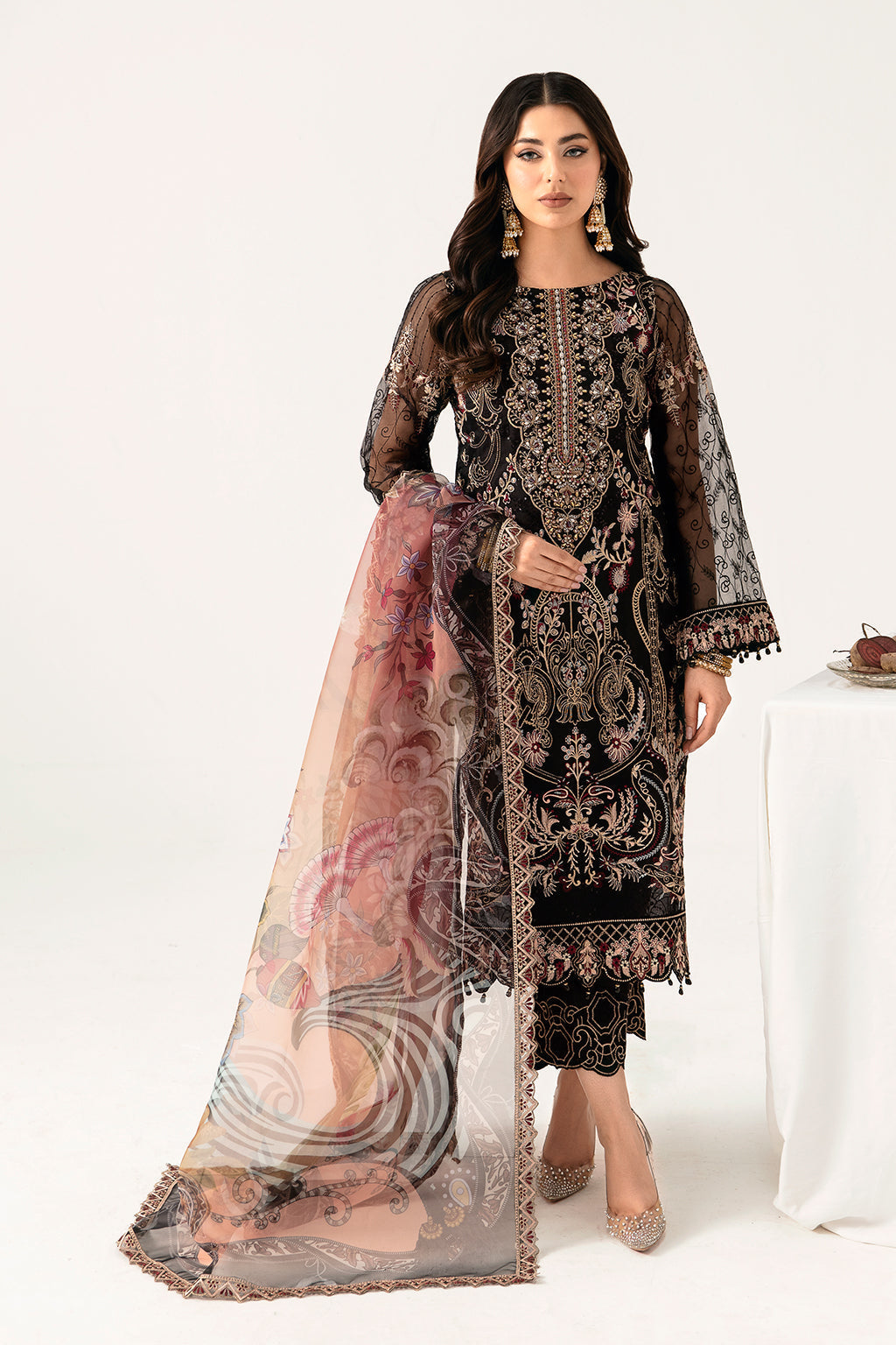 Minhal By Ramsha Embroidered Organza Suits Unstitched 3 Piece RSH24M M-1105 - Formal Collection
