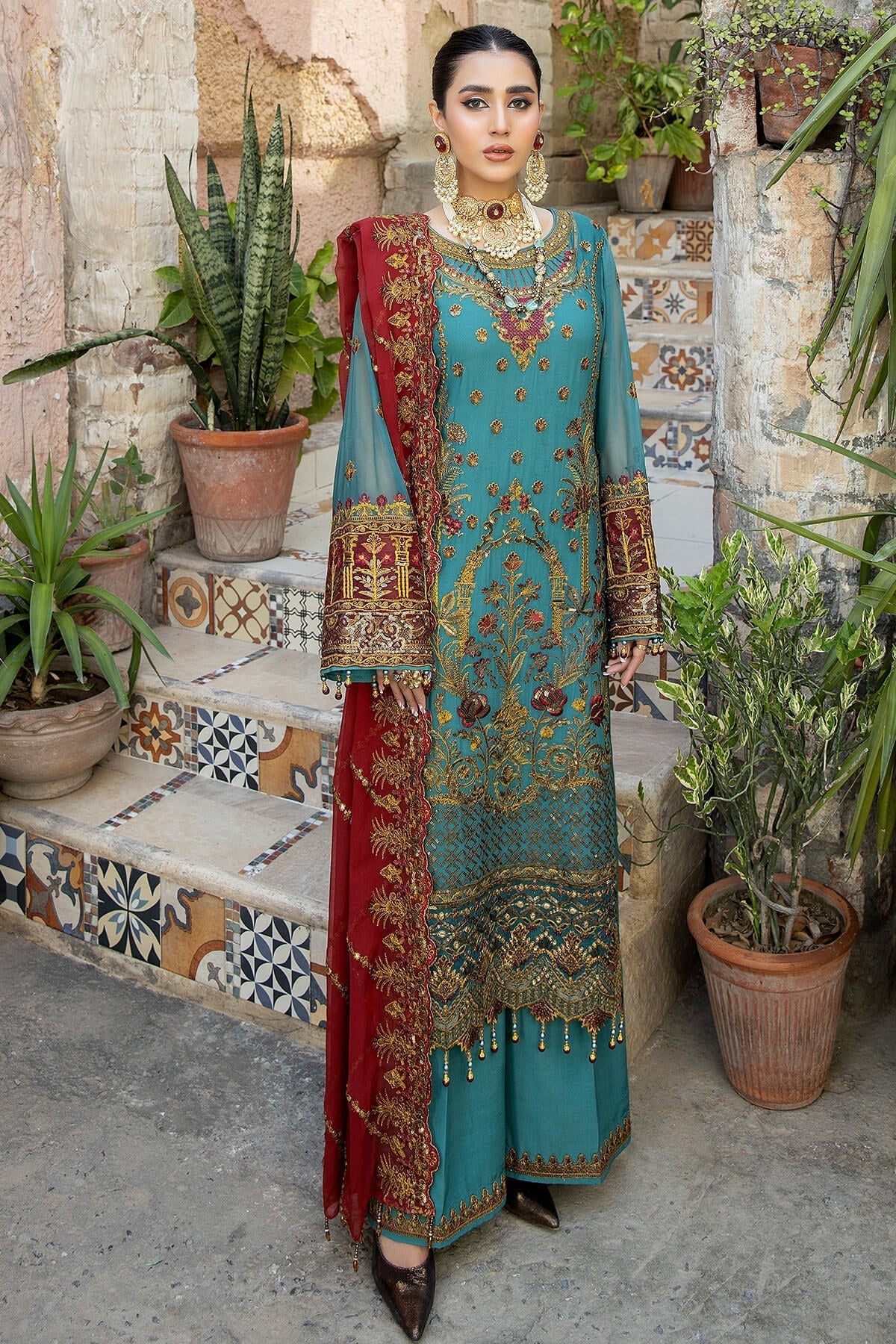Imrozia - Majestic Embroidered Chiffon Suits Unstitched 3 Piece M-36 AVA - Luxury Collection