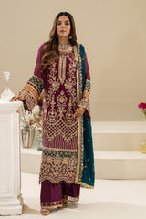 Imrozia - Nisha Premium Embroidered Chiffon 3 Piece Suit - M-84 Zehak
