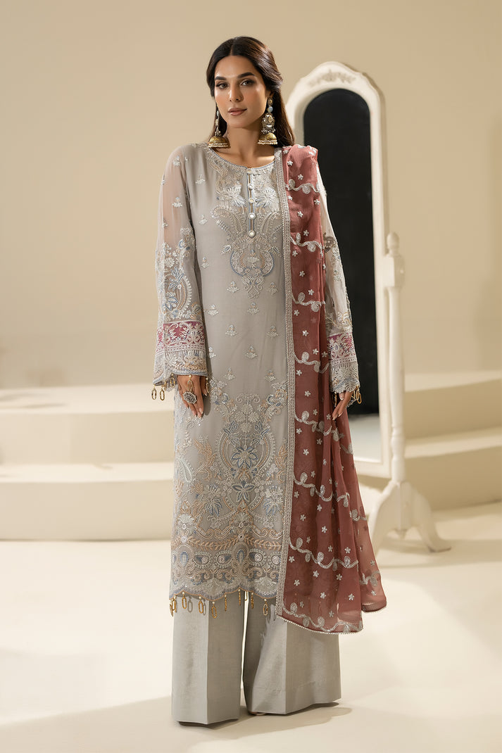 Imrozia - Nisha Premium Embroidered Chiffon 3 Piece Suit - M-85 Mehza